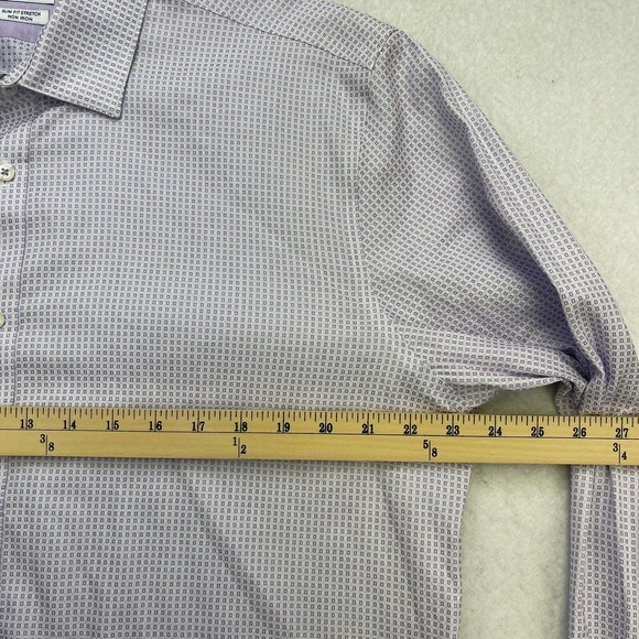 Ryan Seacrest Distinction Dress Shirt Mens 17 36/37 Slim Fit Non-Iron Purple - Picture 7 of 12
